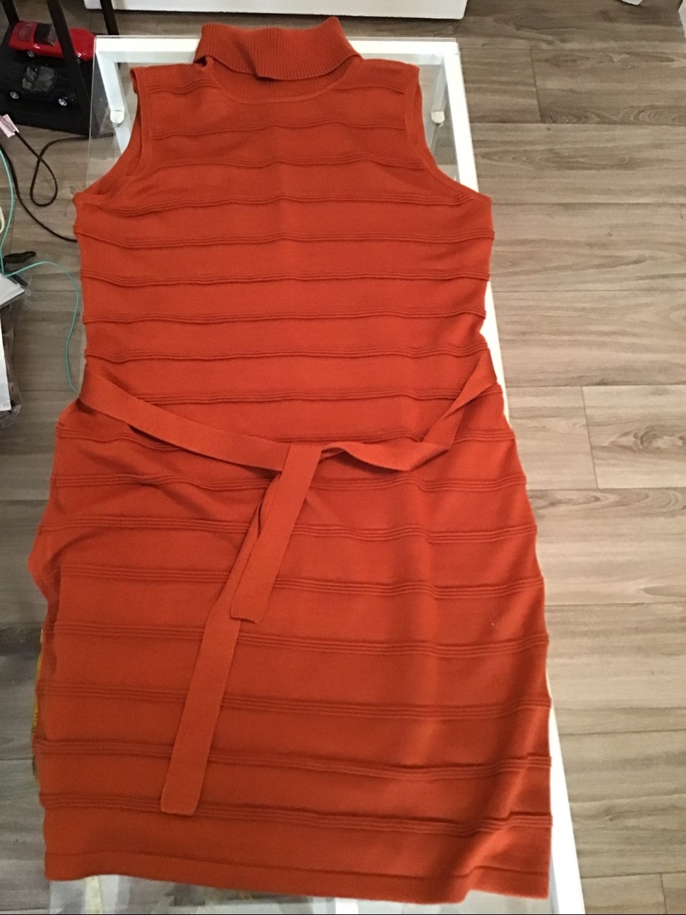 Calvin Klein Sleeveless Rust Orange Knit Dress